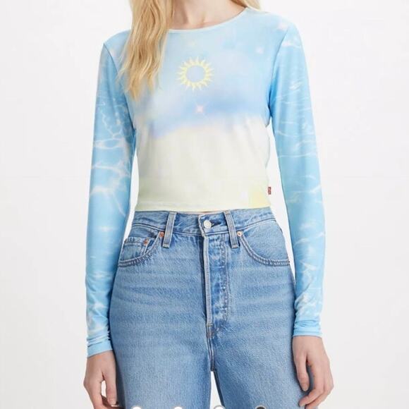 NWT Levi’s Second Skin Nebula Blue Crop Top Small - Picture 10 of 10